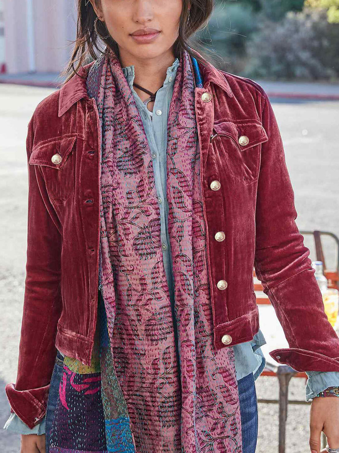 Button Up Long Sleeve Jacket with Chest Pockets 