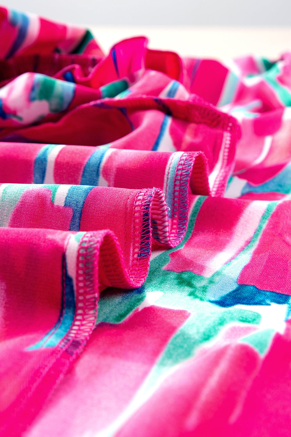 Plus Size Printed Round Neck Petal Sleeve Blouse 