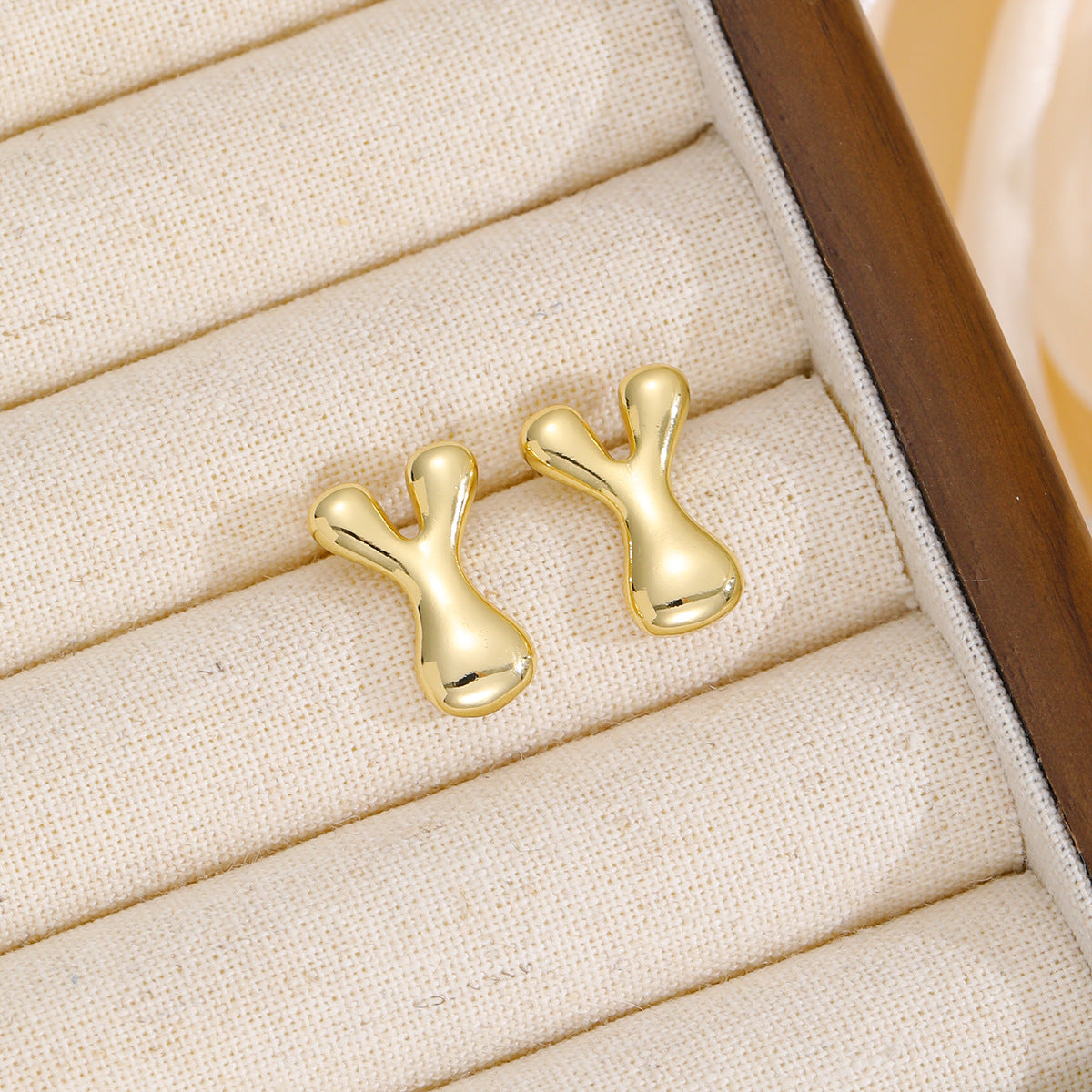 18K Gold-Plated Bubble Letter Stud Earrings 