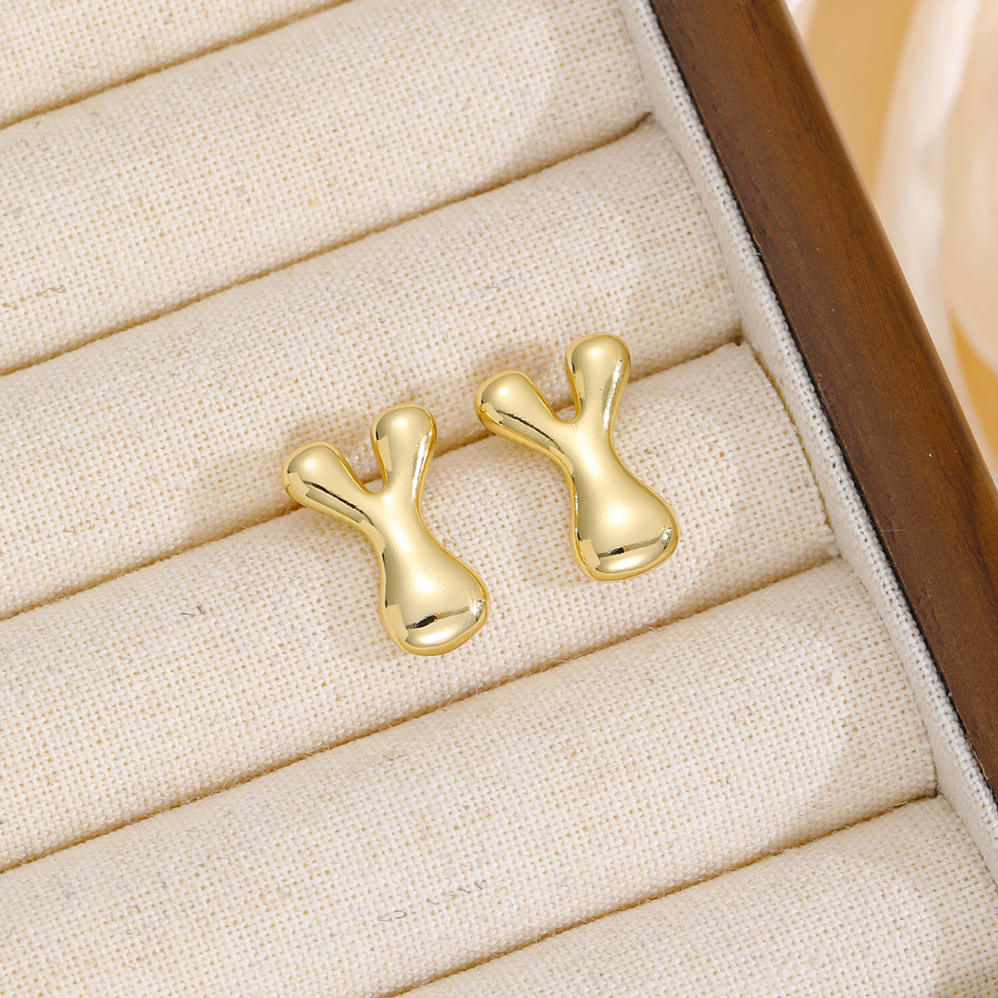 18K Gold-Plated Bubble Letter Stud Earrings 