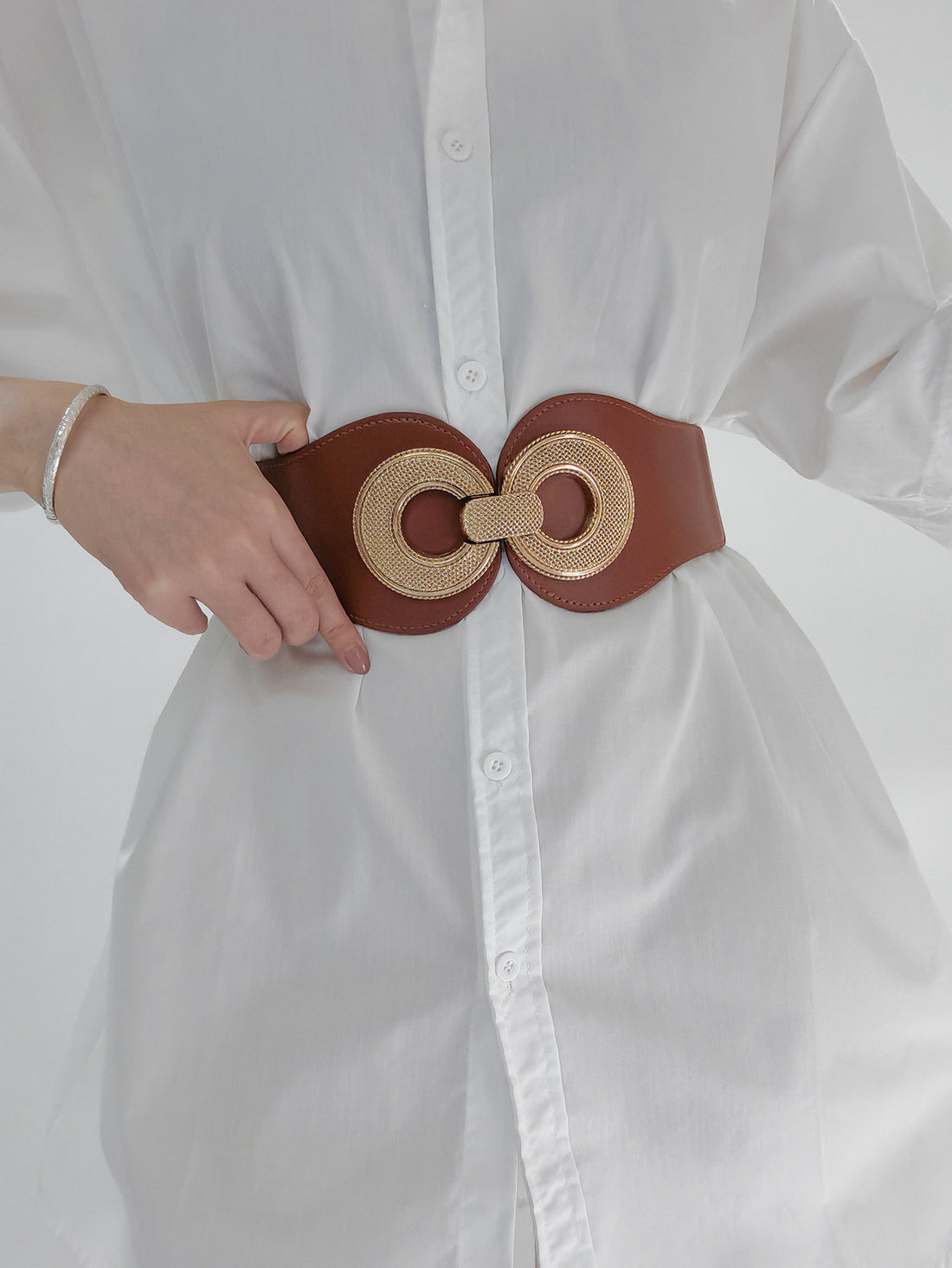 Alloy Buckle Elastic PU Belt 