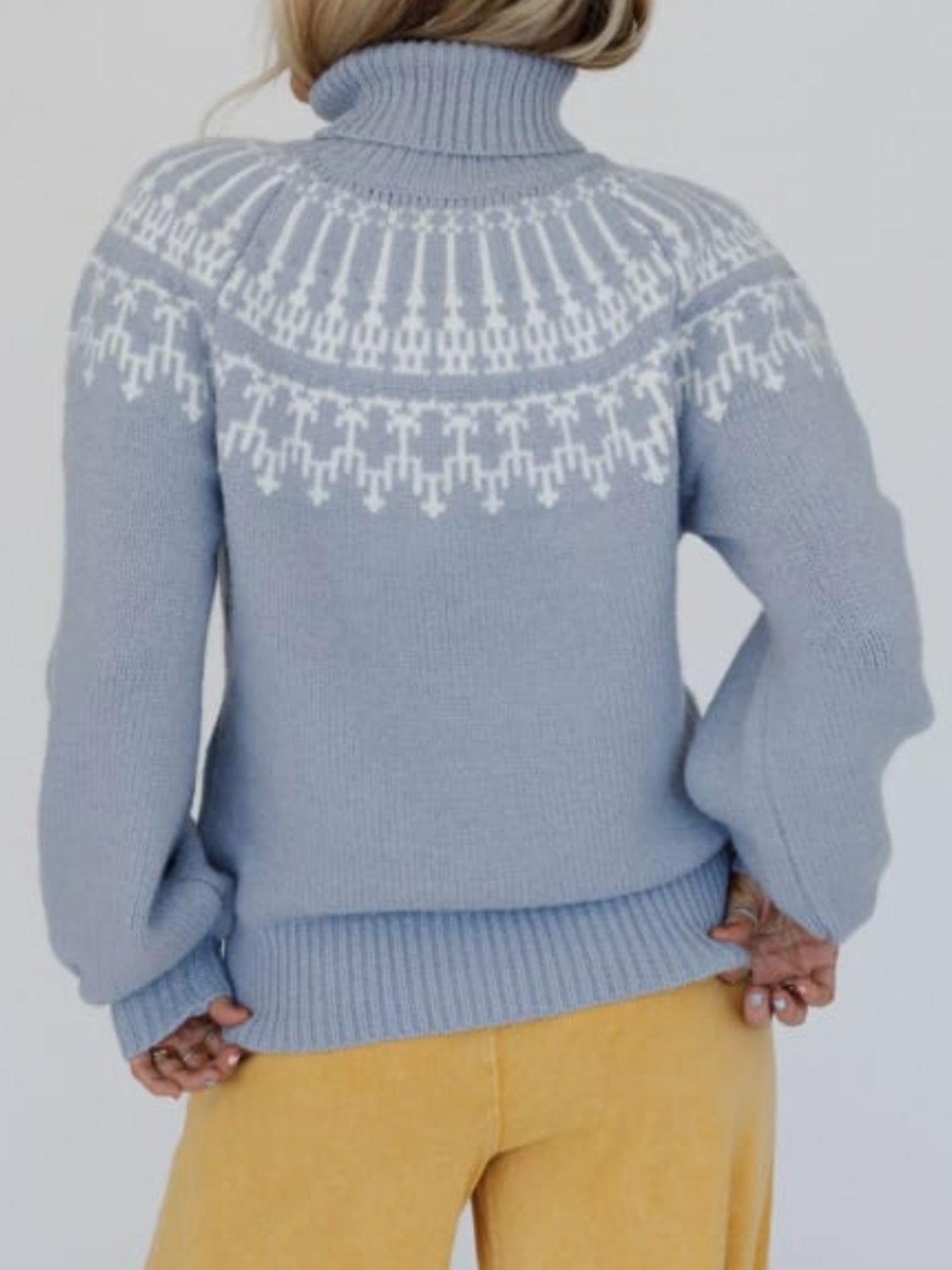 Contrast Turtleneck Long Sleeve Sweater 