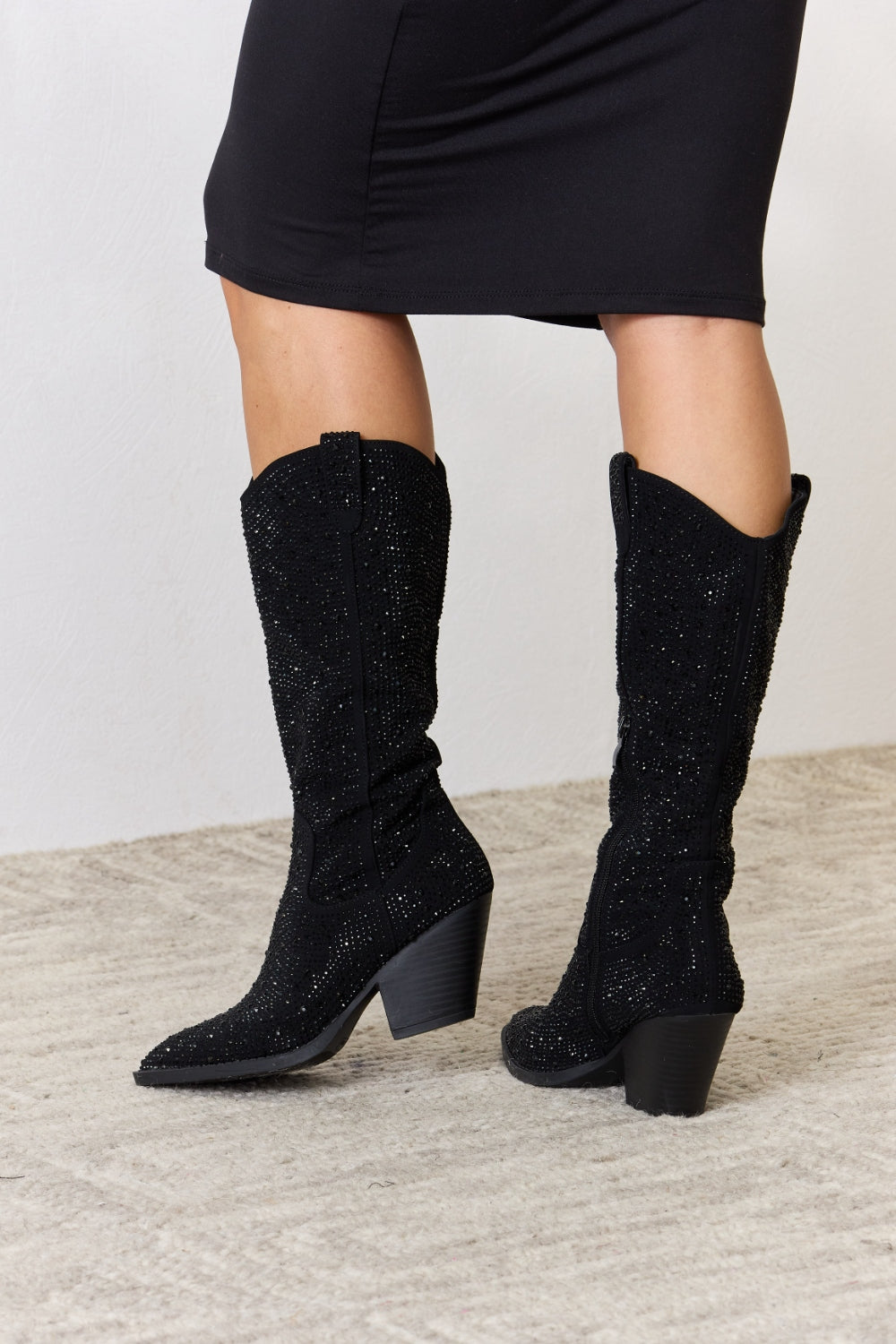 Forever Link Rhinestone Knee High Cowboy Boots 