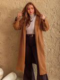 Plus Size Tied Long Sleeve Hooded Coat with Pockets 