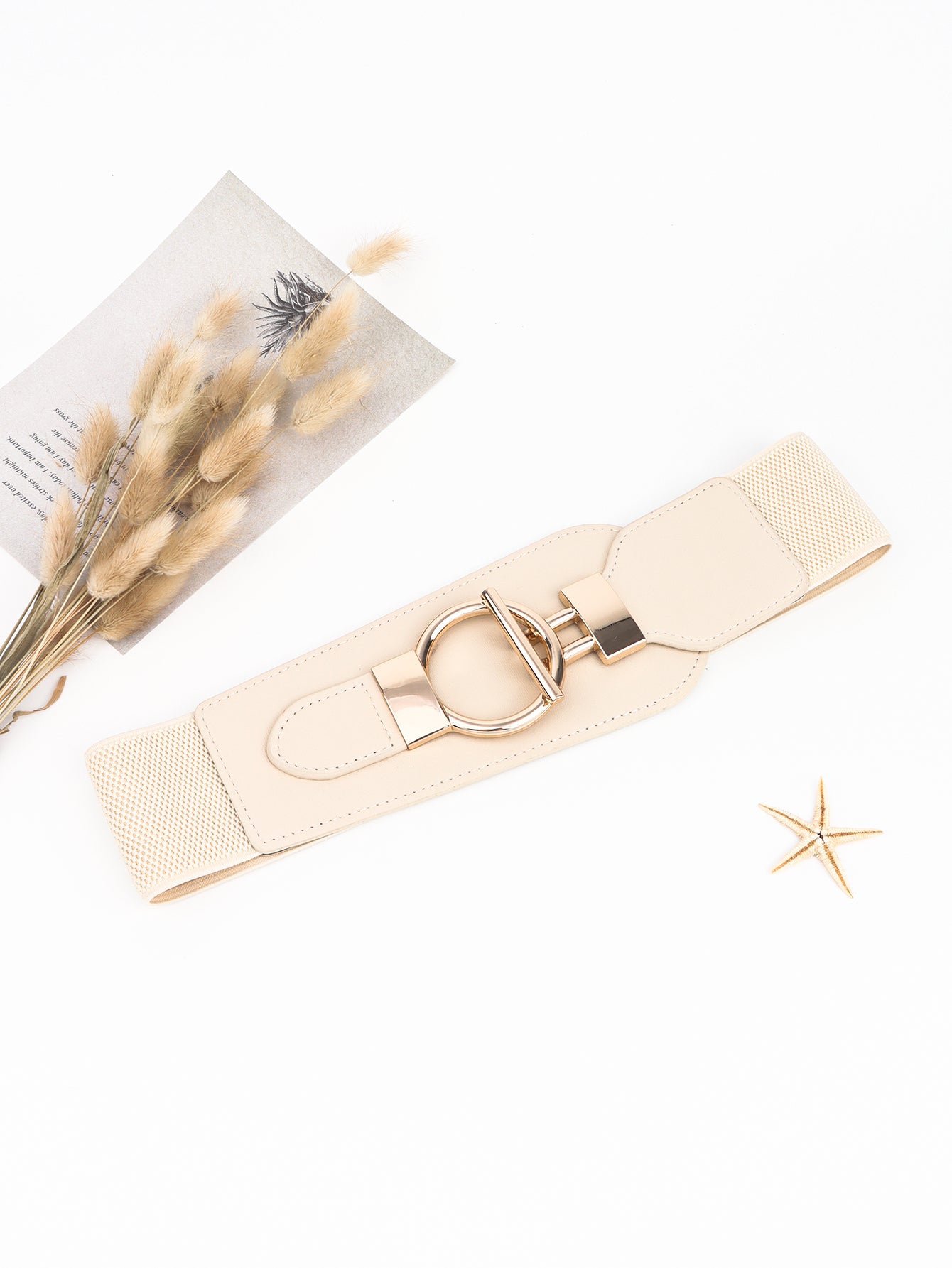 PU Elastic Wide Belt with Alloy Buckle 