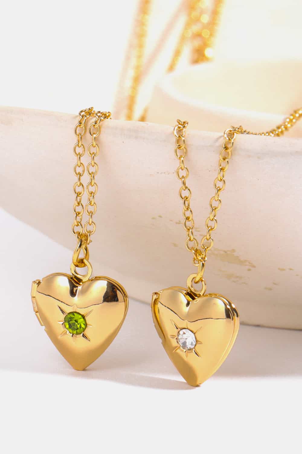 Zircon Heart Shape 14K Gold-Plated Pendant Necklace 