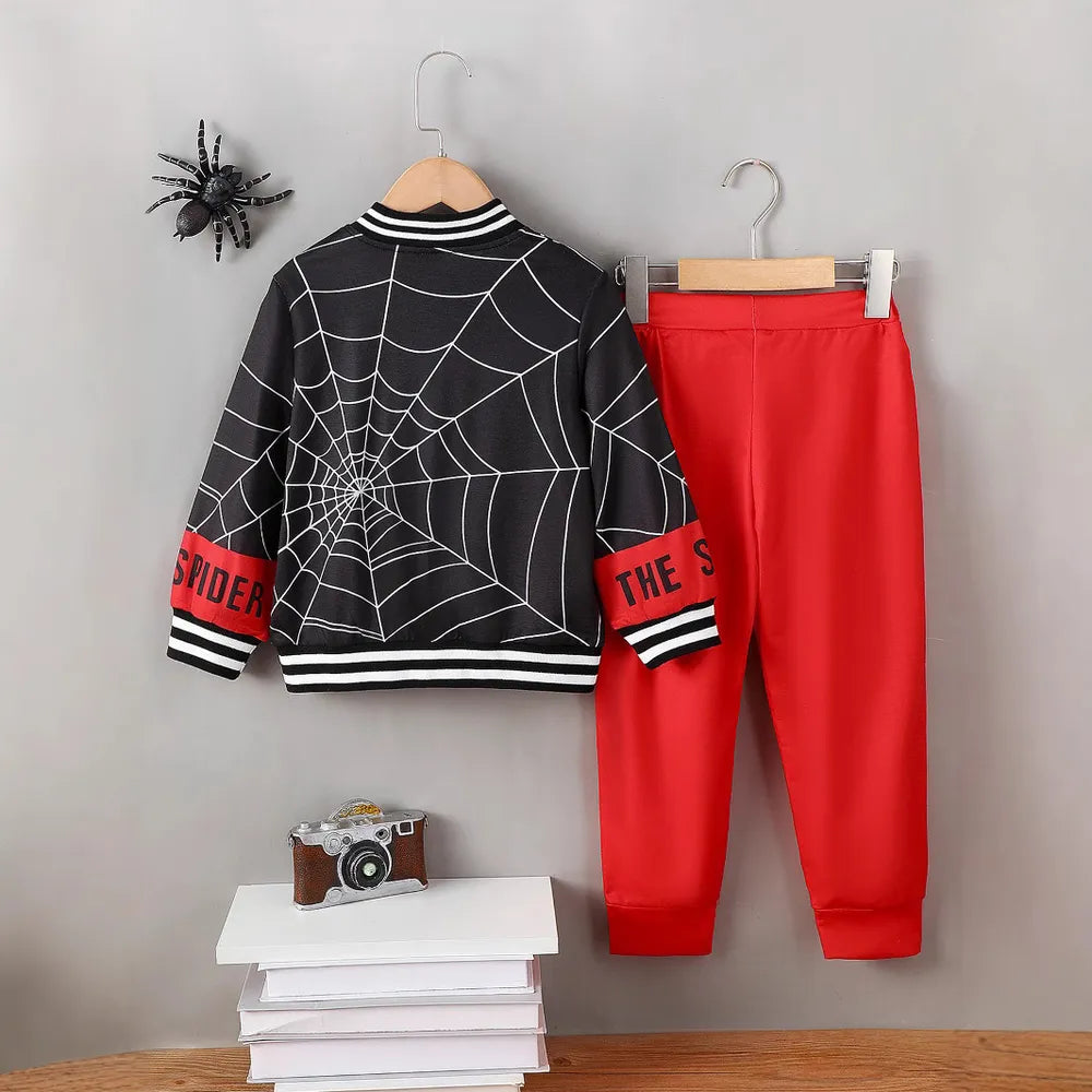 Spider Baseball Collar Top and Pants Set 