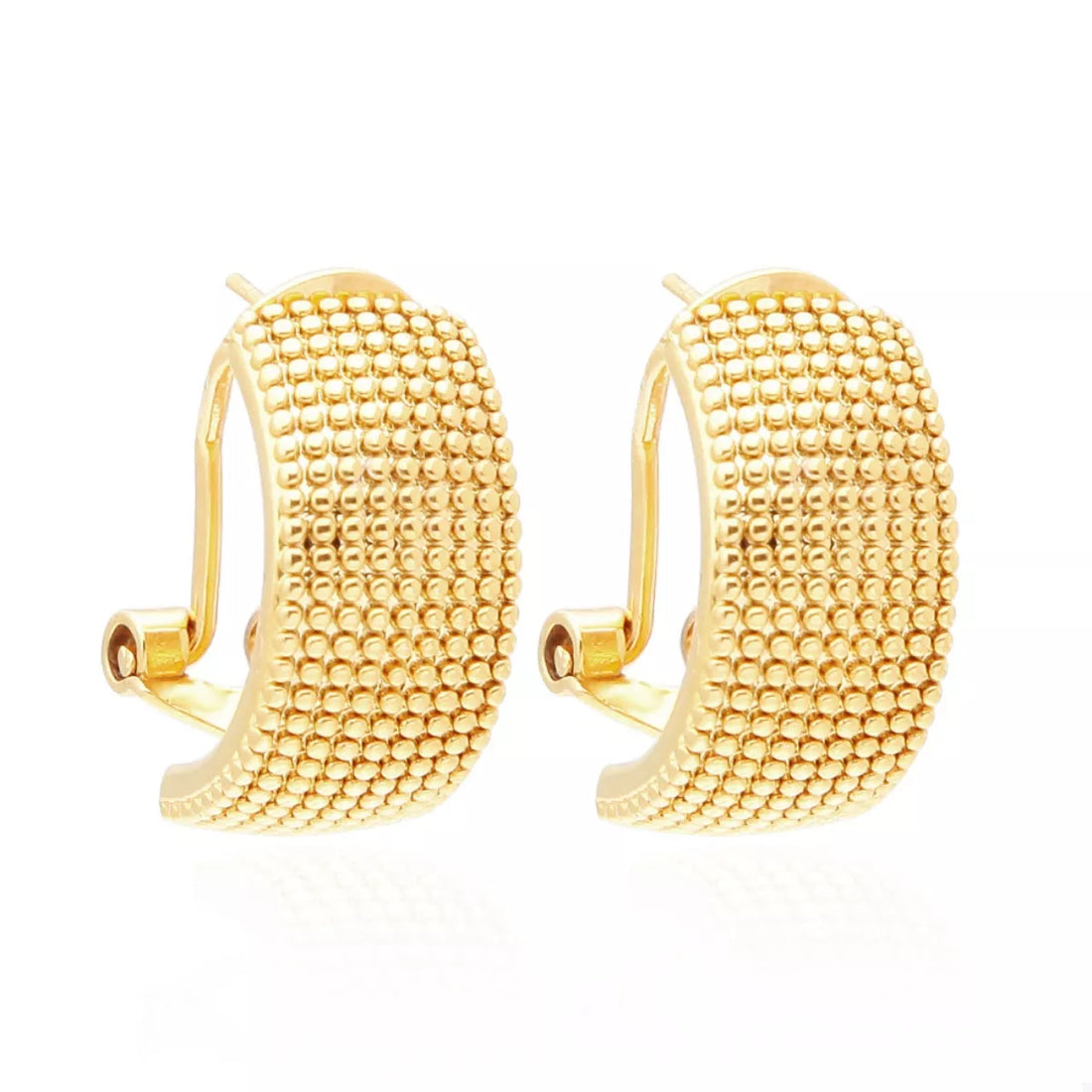 18K Gold-Plated Textured Wide Band Hoop Earrings 