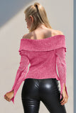 Double Take Ribbed Off-Shoulder Zip Up Long Sleeve Cardigan 