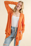 And The Why Full Size Thermal Hooded Open Front Cardigan with Pockets 