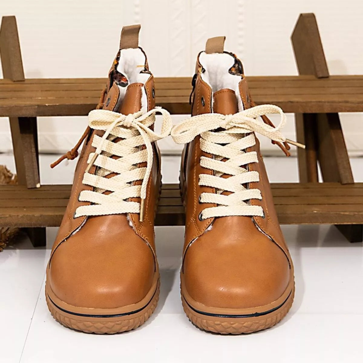 Round Toe Platform Ankle Boots 