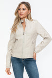 Snobbish PU Leather Biker Jacket with Side Zip Pockets 