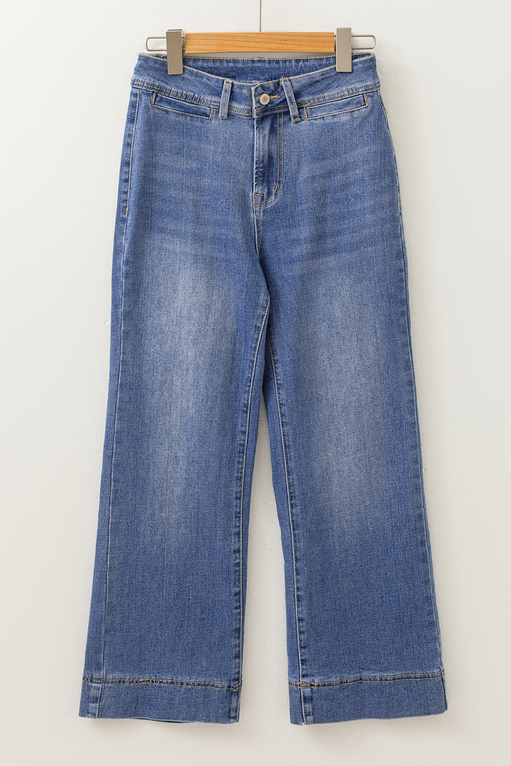 Ashleigh Blue Mineral Wash High Waist Bell Bottom Crop Jeans Bottoms/Jeans