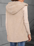 Texture Solid Color Hooded Vest Coat 