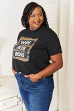 Simply Love WIFE MOM BOSS Leopard Graphic T-Shirt 