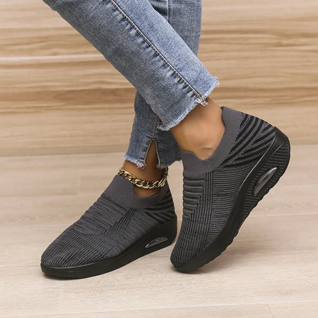 Breathable Mesh Wedge Sneakers 
