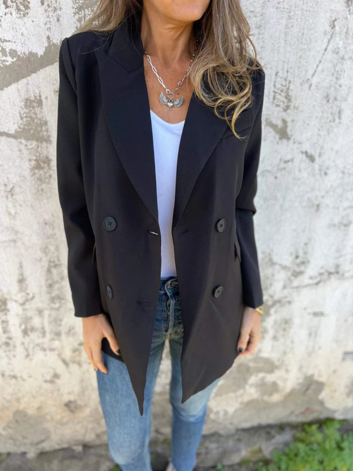 Full Size Collared Neck Long Sleeve Blazer 