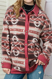 Geometric Button Up Corduroy Trim Jacket 