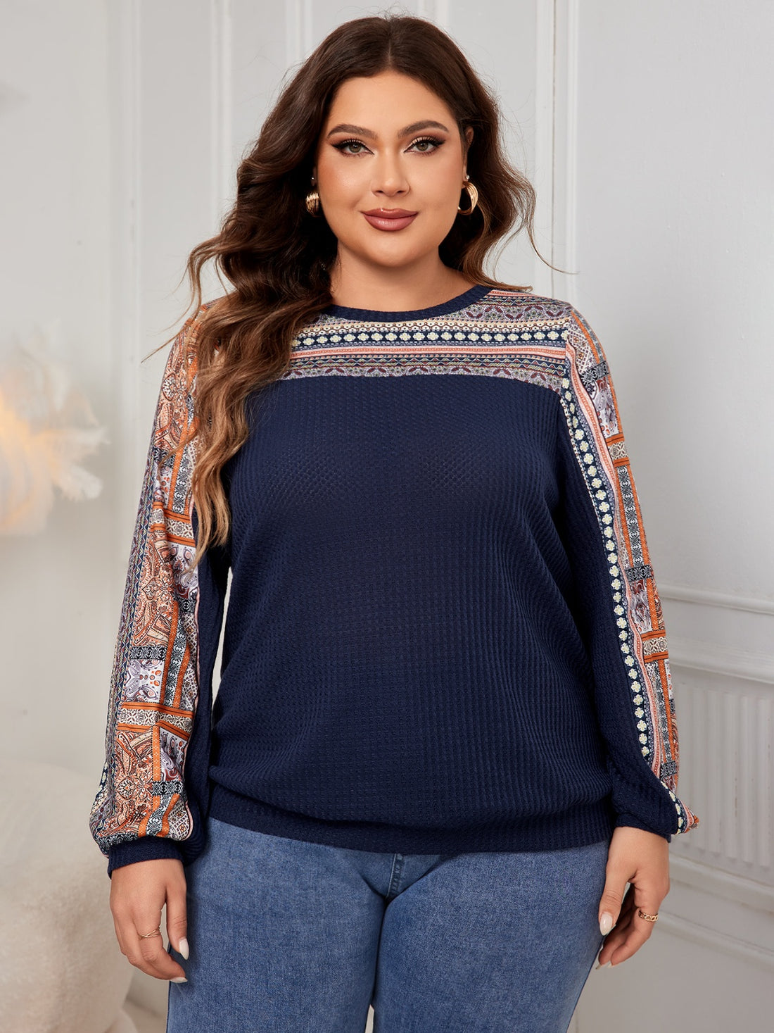 Honey Plus Size Printed Long Sleeve Sweatshirt 
