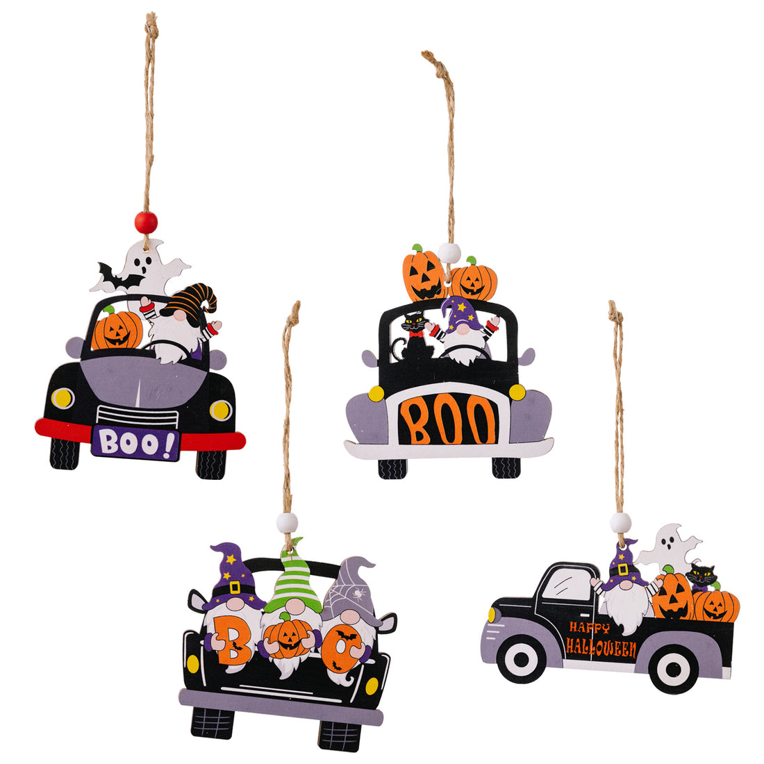 4-Piece Halloween Element Car-Shape Hanging Widgets 