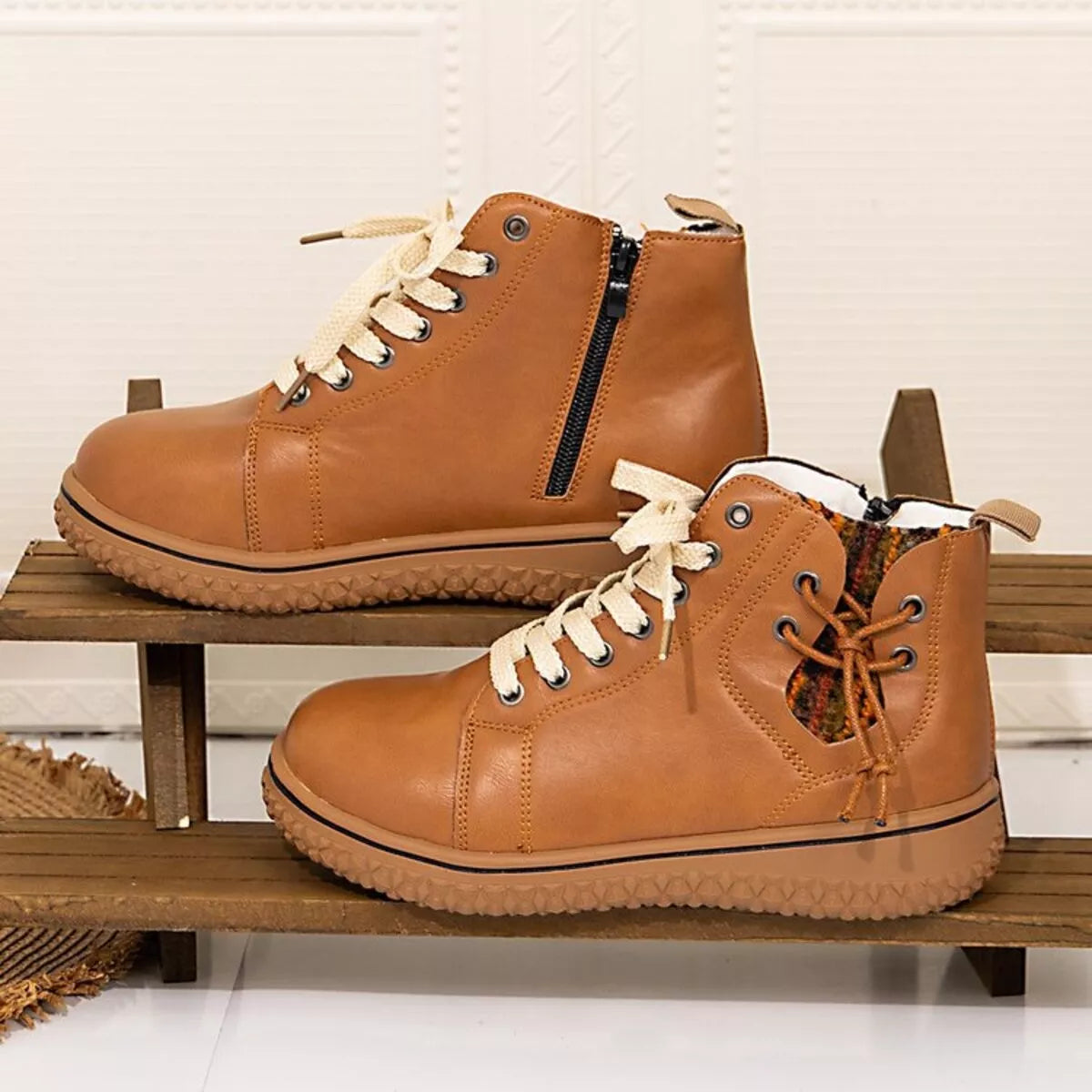 Round Toe Platform Ankle Boots 