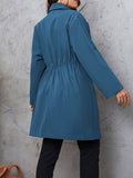Honey Plus Size Lapel Collar Drawstring Roll-Tab Sleeve Trench Coat 
