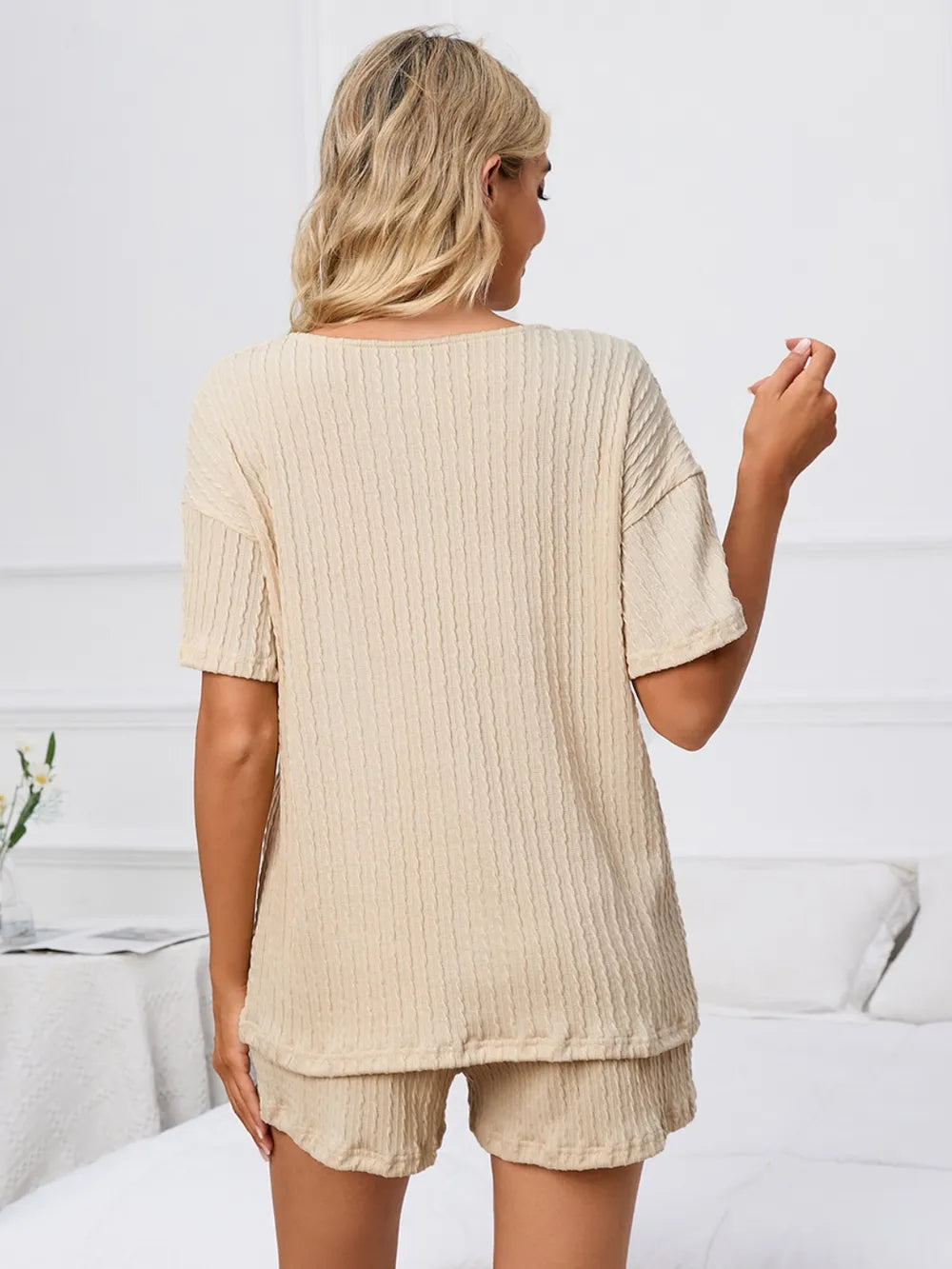 Notched Short Sleeve and Shorts Lounge Set Lingerie & Nightwear