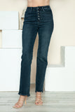 Judy Blue Full Size Button Fly Hem Destroy Straight Jeans 