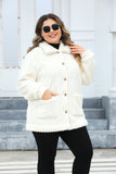 Plus Size Fuzzy Collared Neck Long Sleeve Jacket 