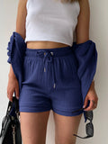 Textured Button Up Shirt and Shorts Set Two Piece Dresses