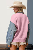 Double Take Full Size Star Pattern Raw Edge Long Sleeve Sweater 