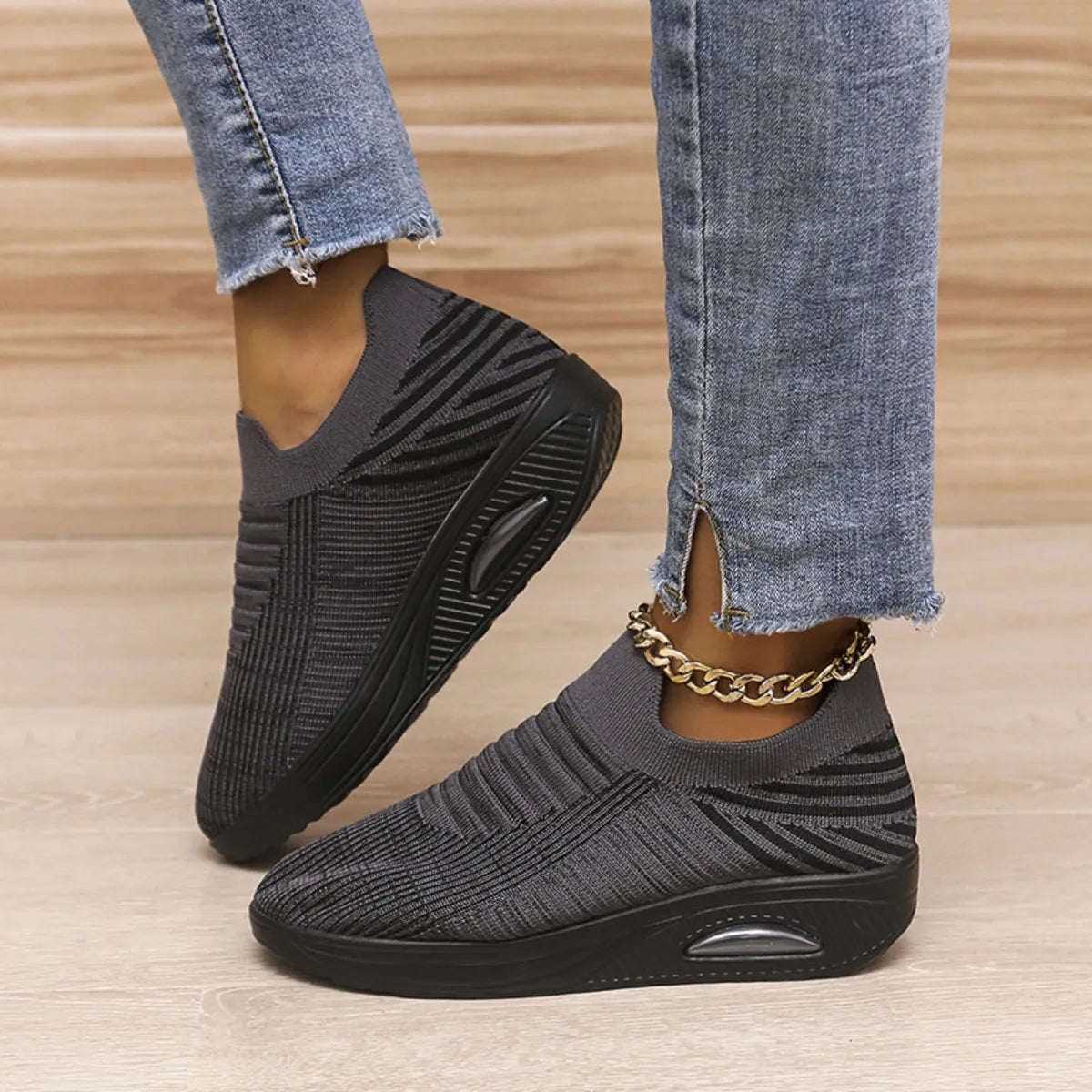 Breathable Mesh Wedge Sneakers 