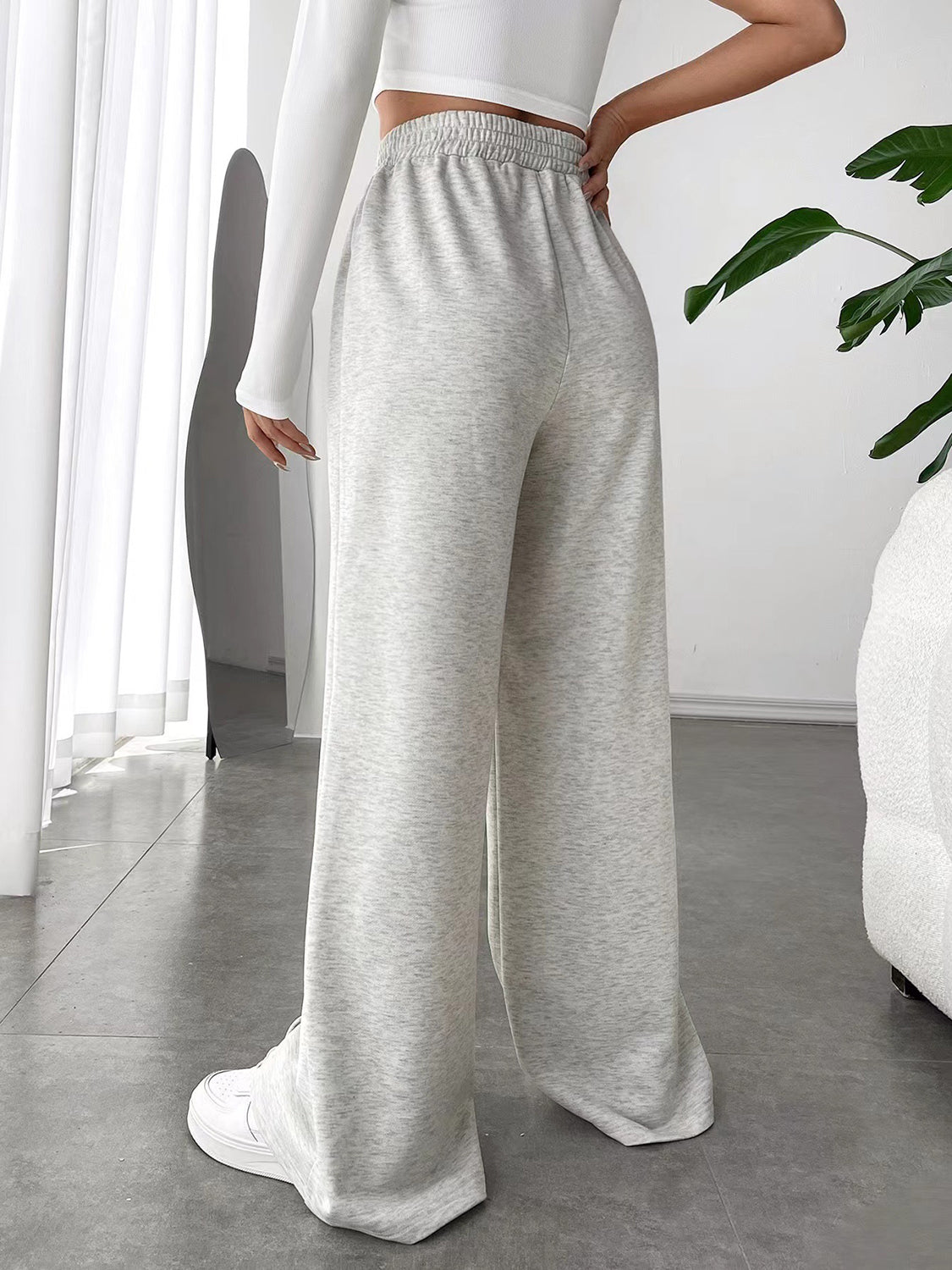 Elastic Waist Wide Leg Pants 