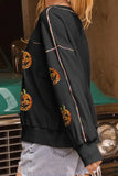 Sequin Pumpkin Round Neck Long Sleeve Sweatshirt 