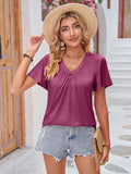 Double Take Ruched V-Neck Short Sleeve T-Shirt 