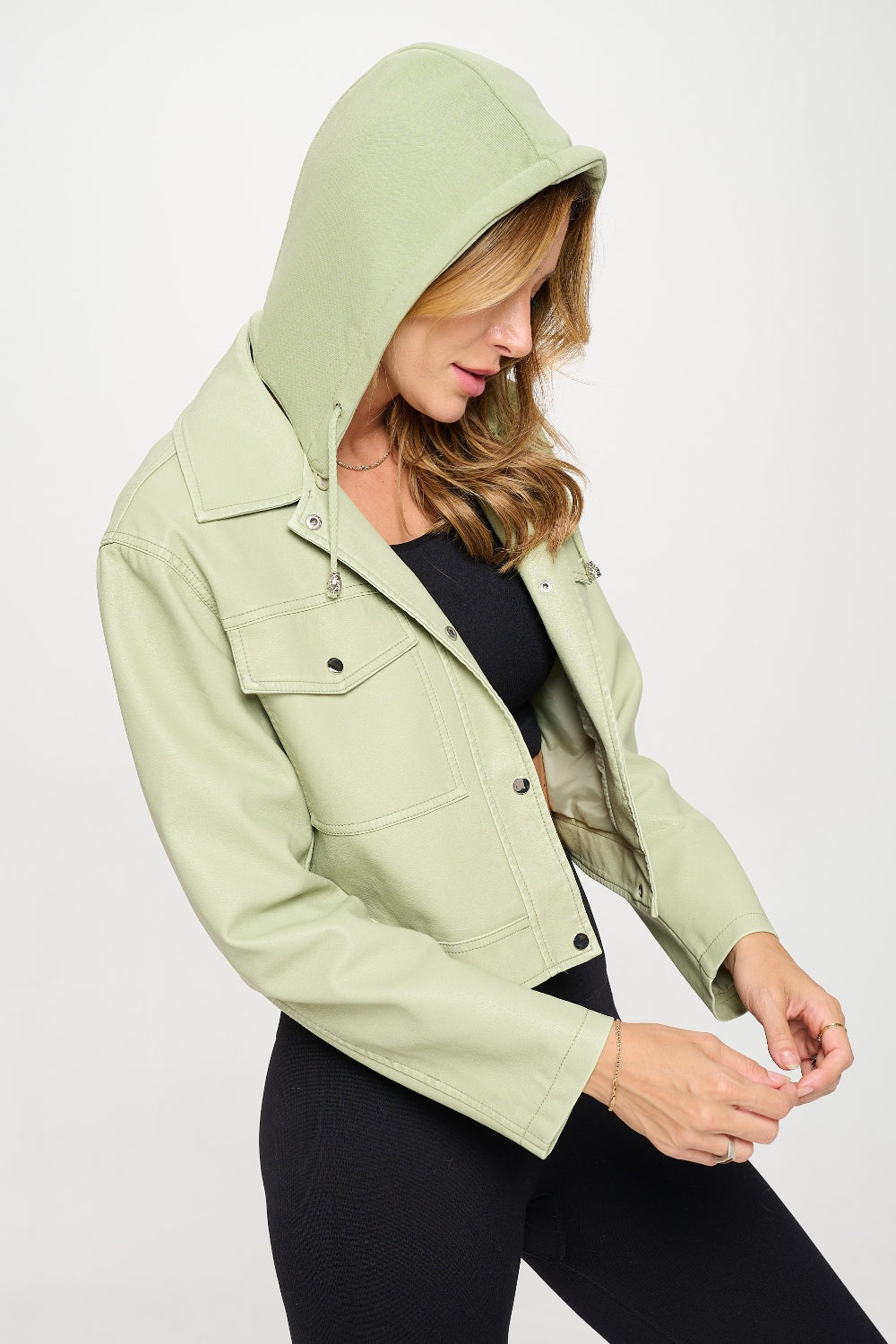 Coalition LA Snap Down Cropped Hooded Jacket 