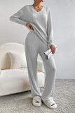Ribbed V-Neck Top and Pants Lounge Set Lingerie & Nightwear