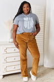 Simply Love US Flag Graphic Cuffed Sleeve T-Shirt 