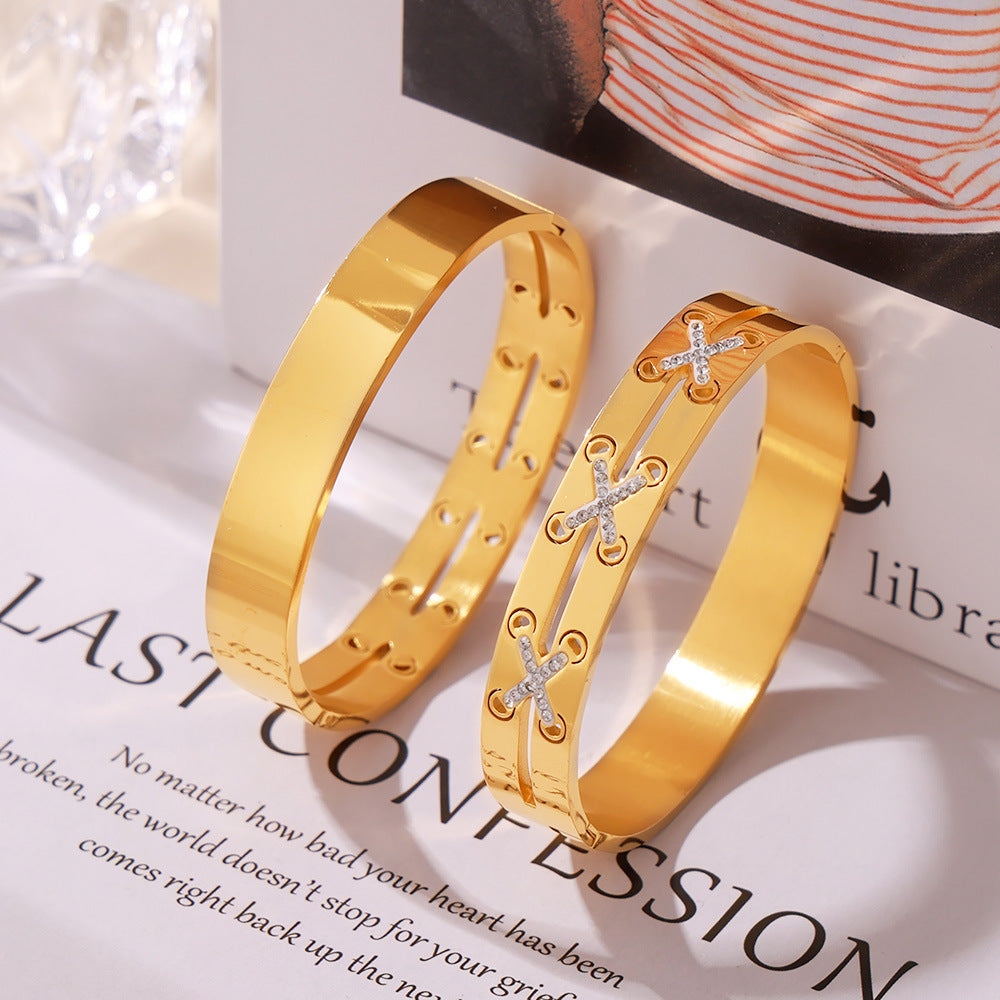 18K Gold-Plated Czech Diamond Bracelet 