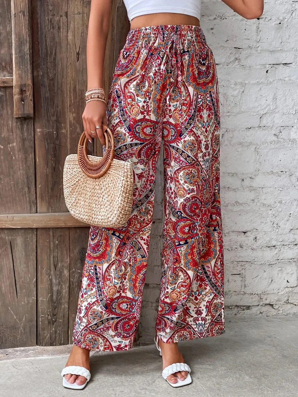 Printed Wide Leg Pants 