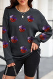 Sequin Pumpkin Long Sleeve Sweatshirt 