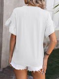 Mandy Ruffled Round Neck Short Sleeve Blouse 