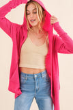 And The Why Full Size Thermal Hooded Open Front Cardigan with Pockets 