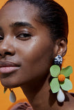 Bloosom Flower and Teardrop Resin Dangle Earrings 