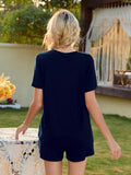 V-Neck Short Sleeve Top and Pocketed Shorts Lounge Set Lingerie & Nightwear