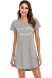 Graphic Round Neck Short Sleeve Lounge Dress 