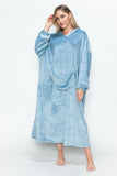 Double Take Full Size Pocketed Hooded Midi Lounge Dress 