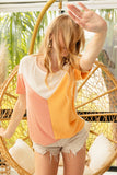 BiBi Round Neck Color Block Short Sleeve T-Shirt 