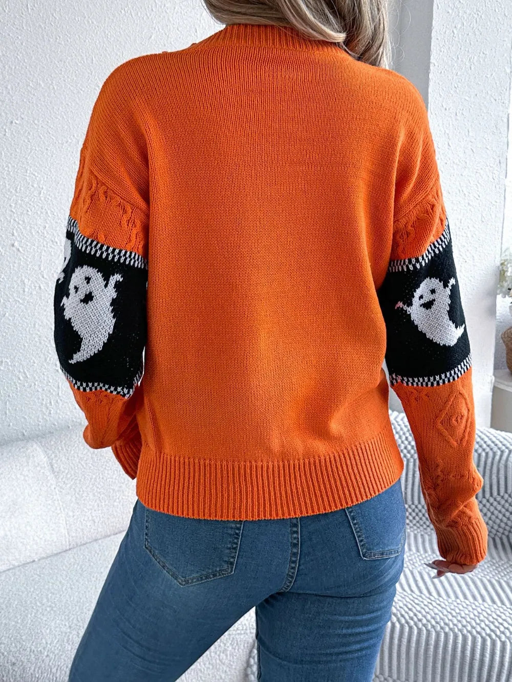 Ghost Round Neck Long Sleeve Sweater 
