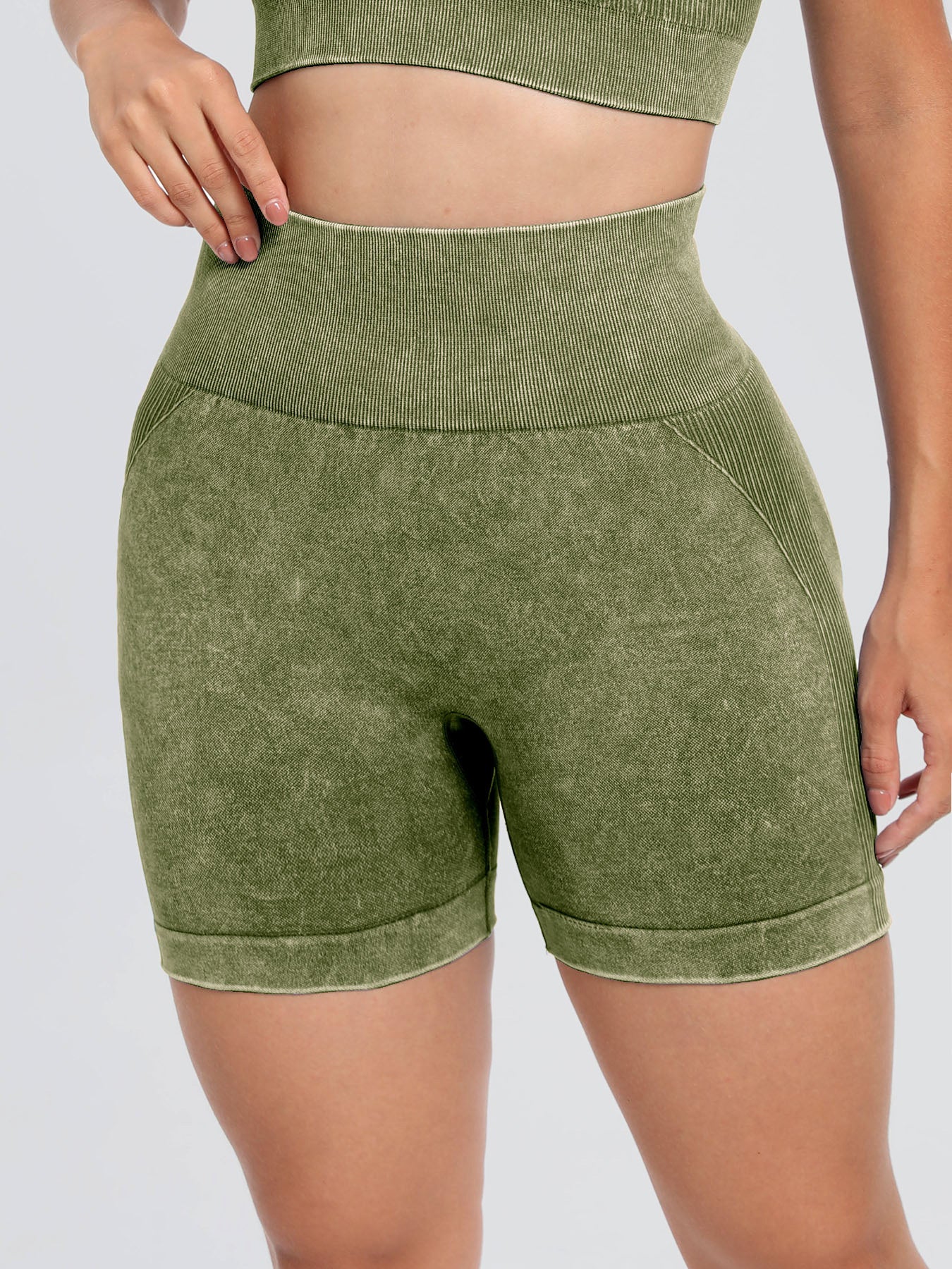 Washed High Waist Active Shorts 